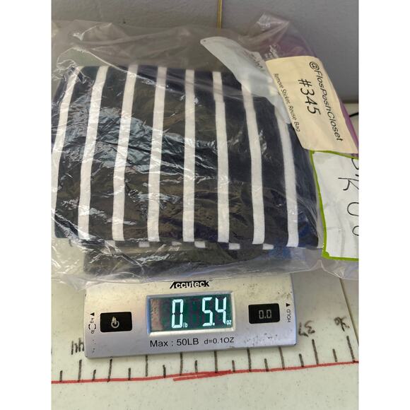 102. Merona Striped Boatneck Top Size Medium Blue White Nautical Preppy - Picture 13 of 13